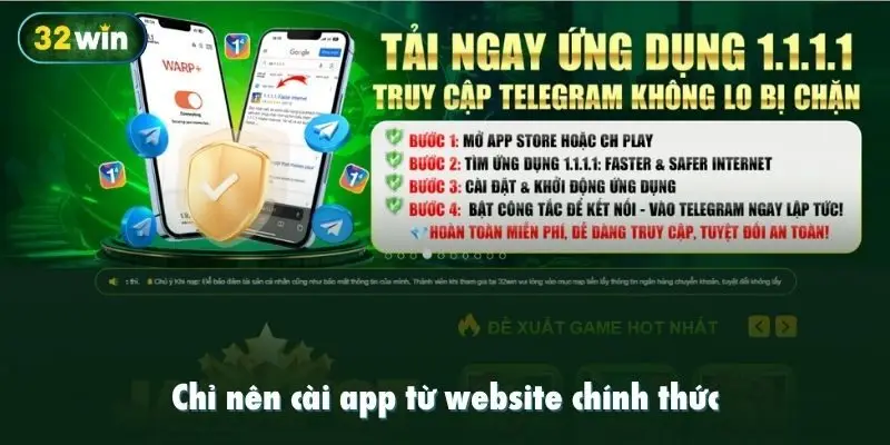 Chỉ nên cài app từ website chính thức