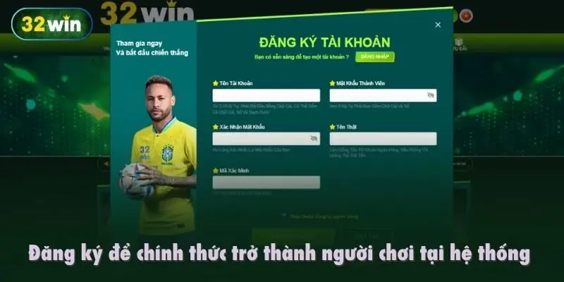 Đăng ký để chính thức trở thành người chơi tại hệ thống